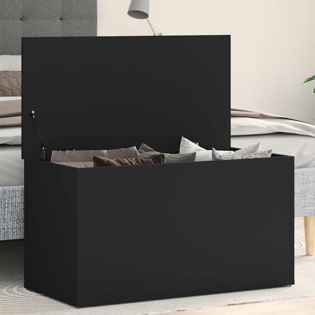Vidaxl opbergkist 84x42x46 cm bewerkt hout zwart