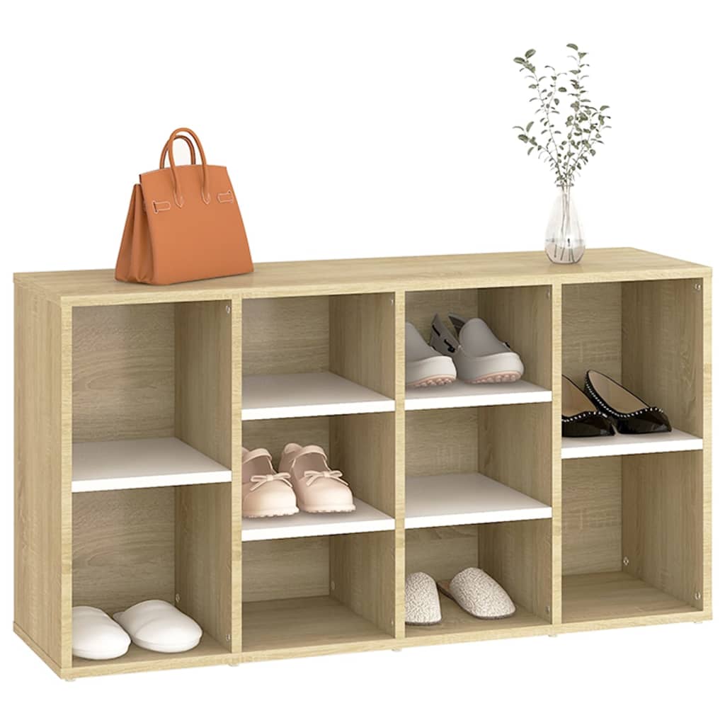 Canapé de chaussure Vidaxl 103x30x54.5 cm en bois blanc sonoma chêne couleur