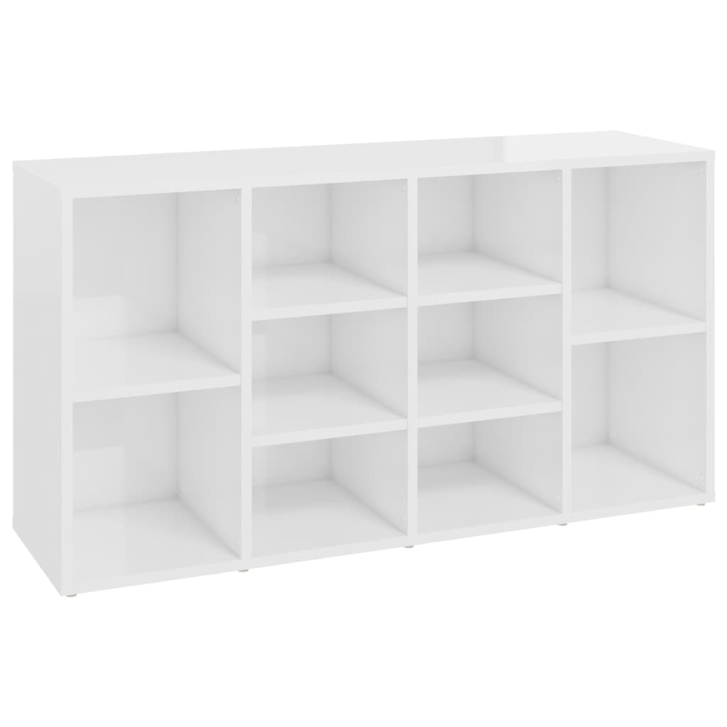 Vidaxl Shoes Bank 103x30x54.5 cm de madera procesada de alto brillo blanco