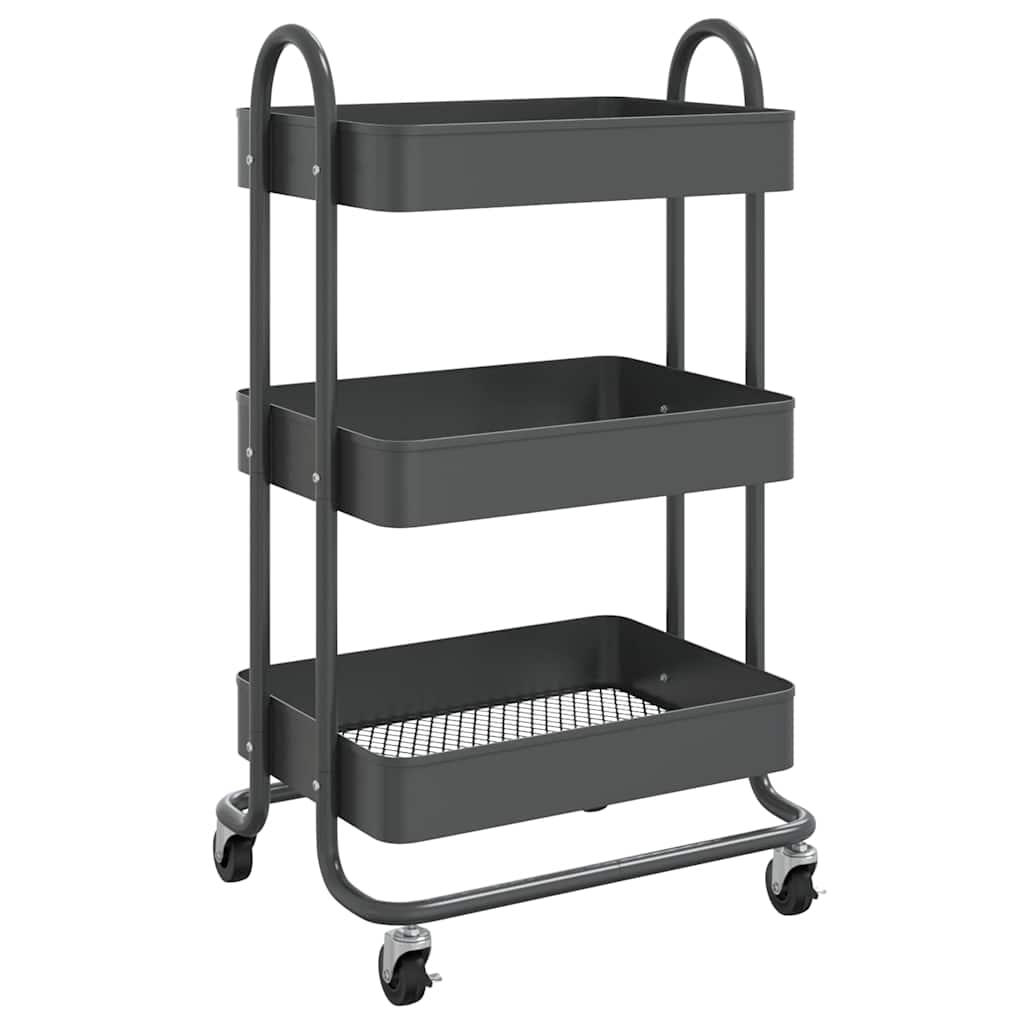 Vidaxl trolley 3-laags 43x34x79 cm staal antracietkleurig