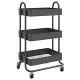 Vidaxl trolley 3-laags 43x34x79 cm staal antracietkleurig