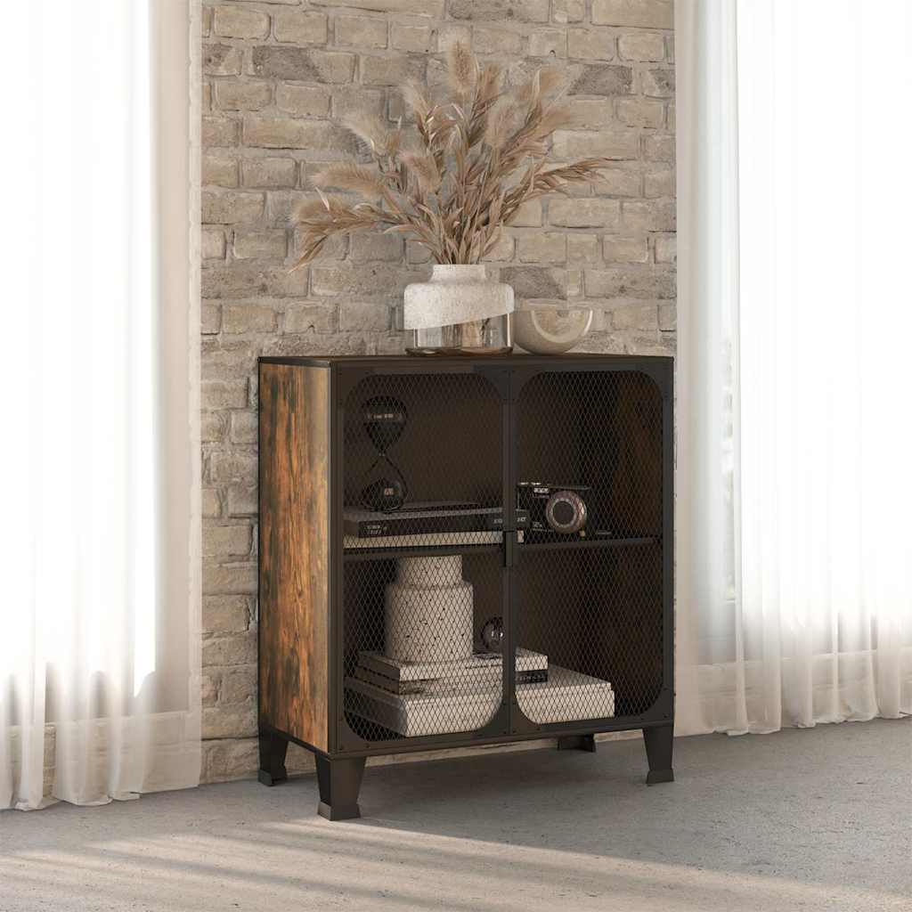 Vidaxl opbergkast 72x36x82 cm metaal en mdf rustiek bruin
