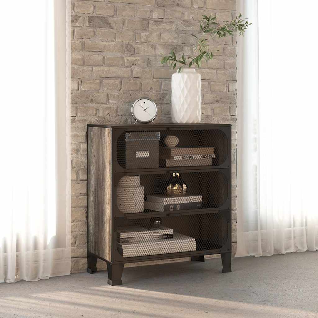 Vidaxl opbergkast 72x36x82 cm metaal en mdf grijs