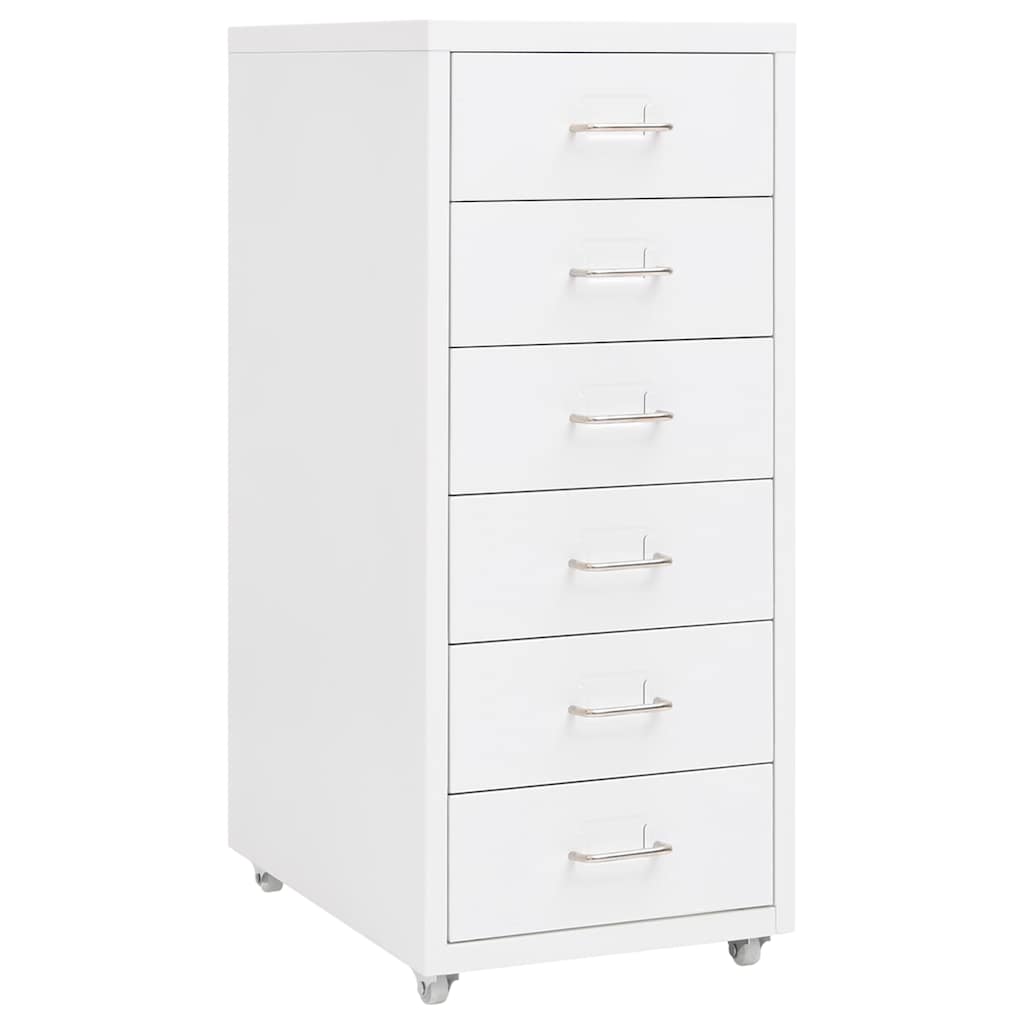 Vidaxl ladeblok verrijdbaar 28x41x69 cm metaal wit