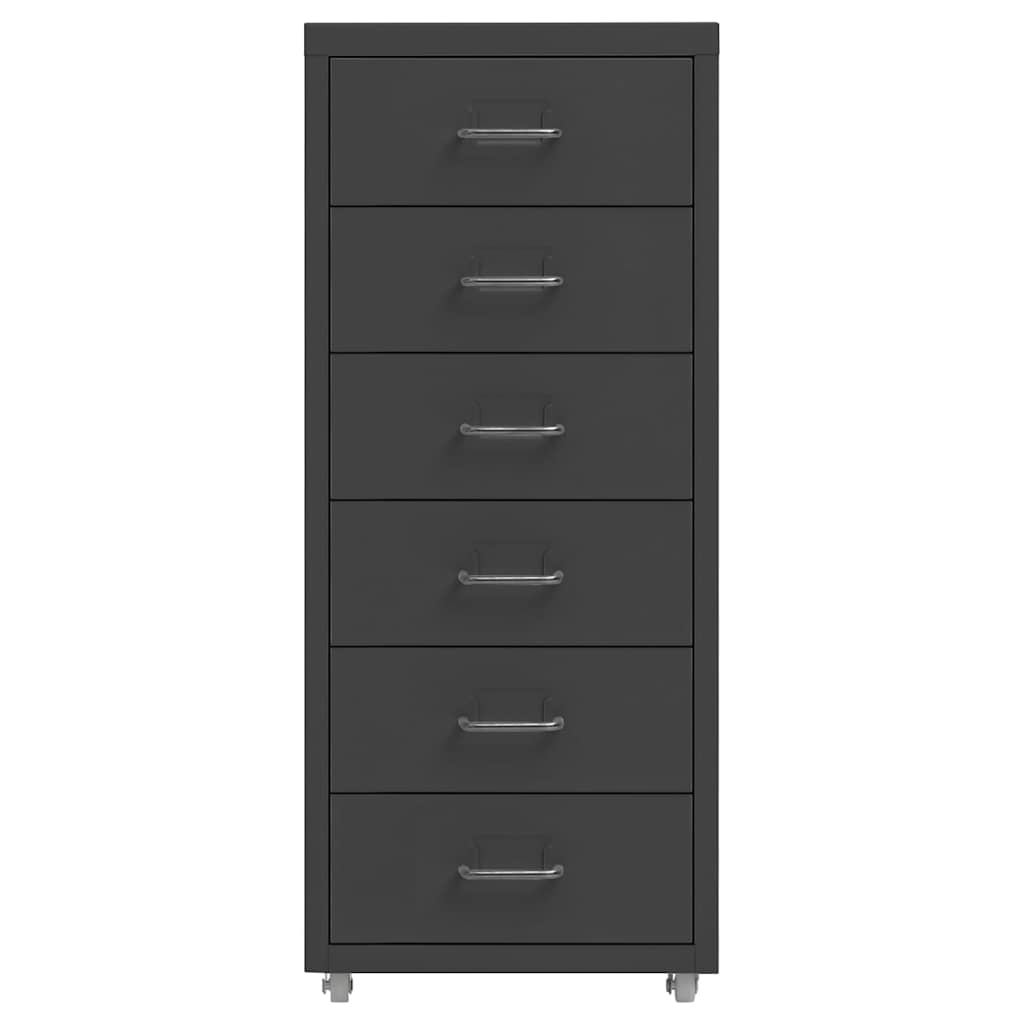 Vidaxl ladeblok verrijdbaar 28x41x69 cm metaal antracietkleurig