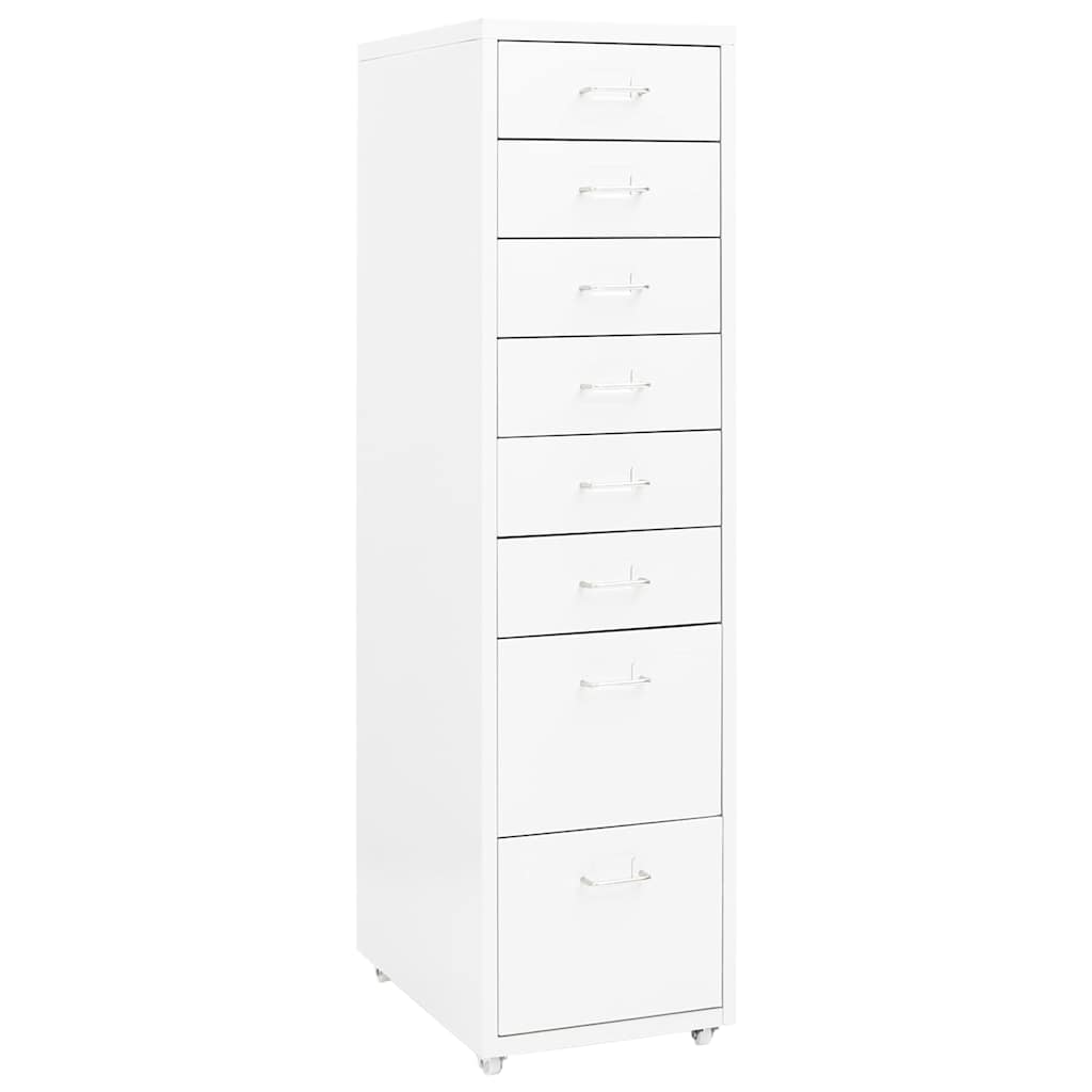 Vidaxl ladeblok verrijdbaar 28x41x109 cm metaal wit