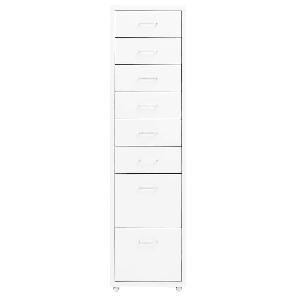 Vidaxl ladeblok verrijdbaar 28x41x109 cm metaal wit