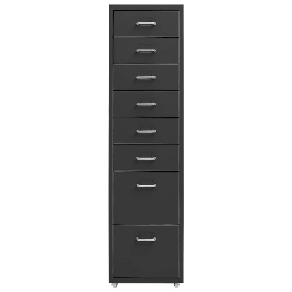 Vidaxl ladeblok verrijdbaar 28x41x109 cm metaal antracietkleurig
