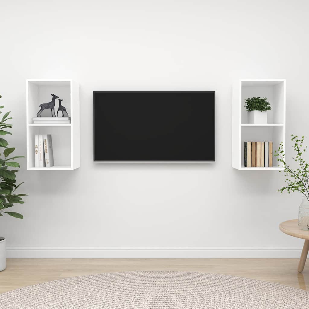 Vidaxl tv-wandmeubelen 2 st bewerkt hout wit