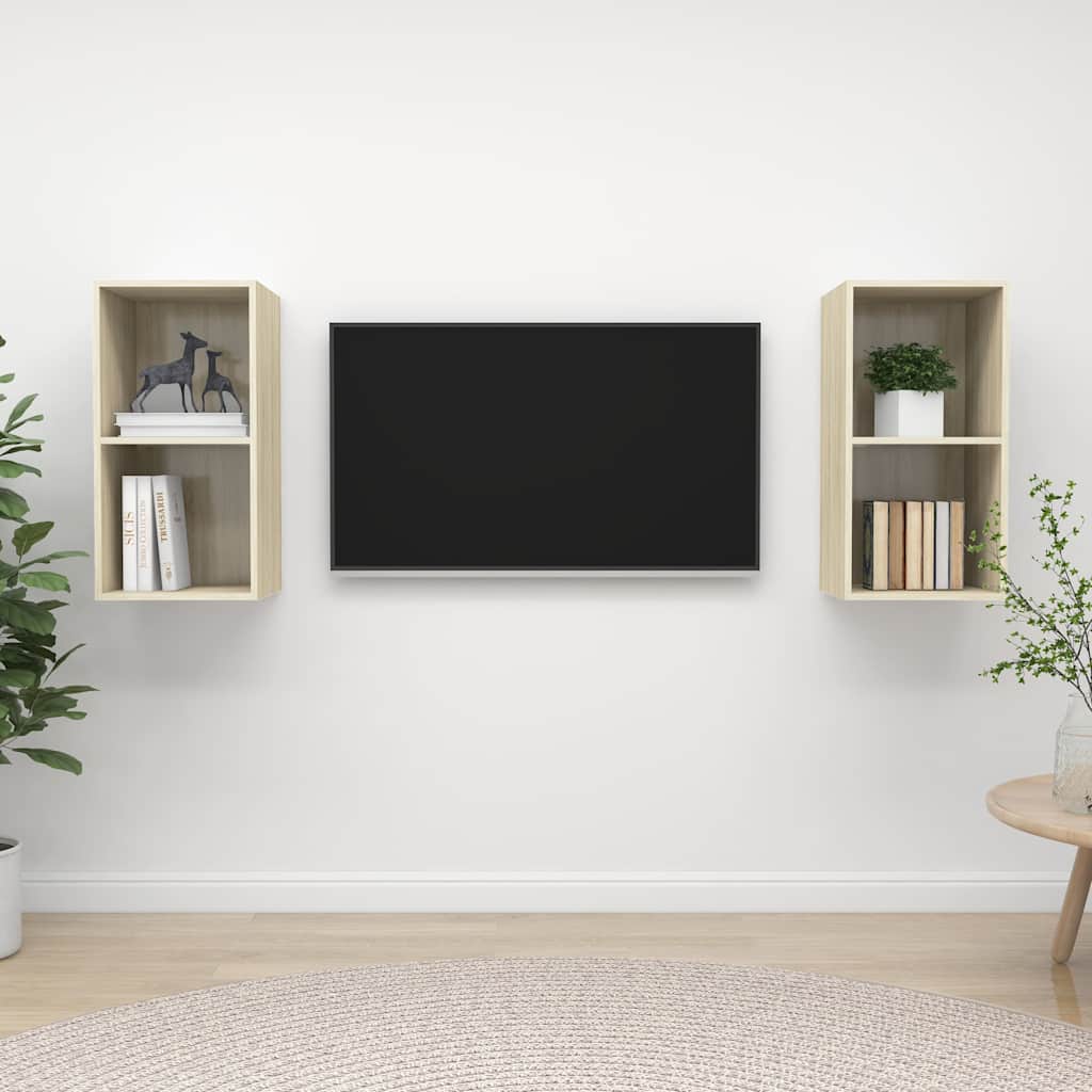 Vidaxl tv-wandmeubelen 2 st spaanplaat sonoma eikenkleurig