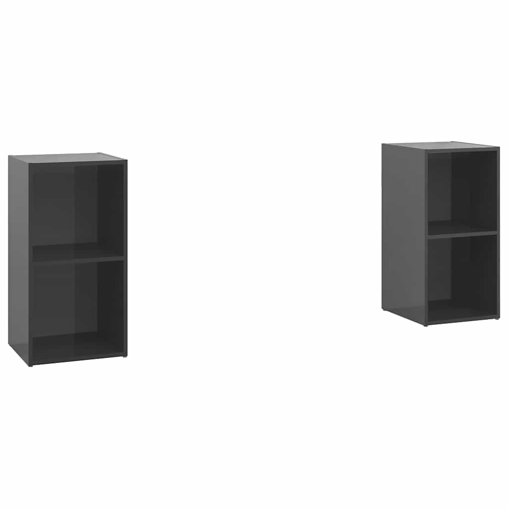 Vidaxl tv-meubelen 2 st 72x35x36,5 cm bewerkt houthoogglans grijs
