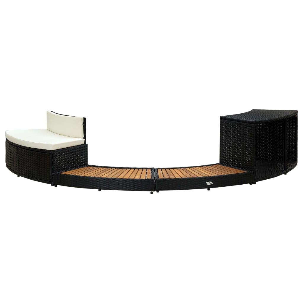 Vidaxx contour de spa poly rotin et bois d'acacia massif noir