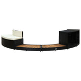 Vidaxx contour de spa poly rotin et bois d'acacia massif noir