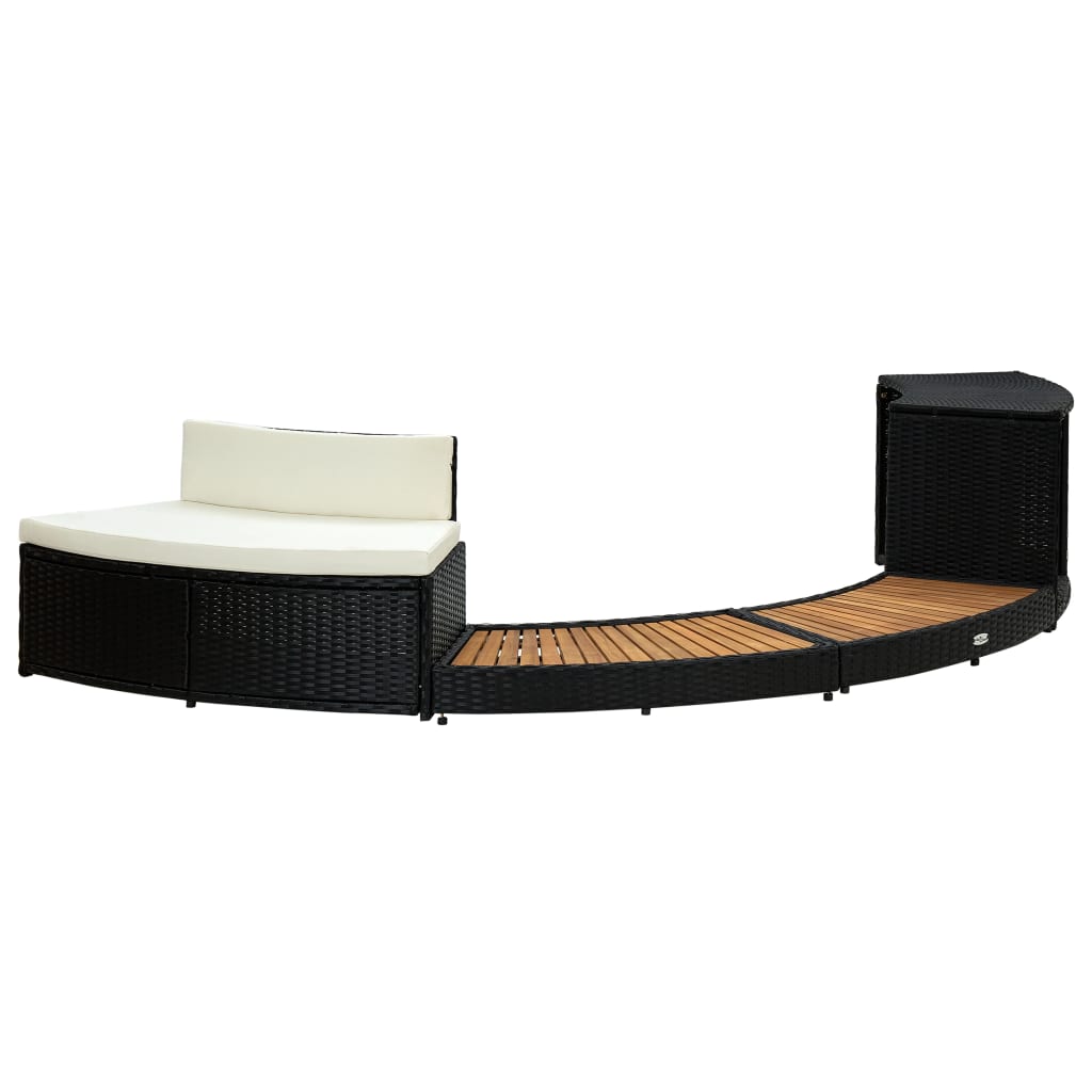 Vidaxx contour de spa poly rotin et bois d'acacia massif noir