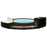 Vidaxx contour de spa poly rotin et bois d'acacia massif noir