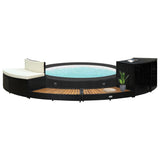 Vidaxl Spa -mouw Poly Rattan y Solid Acaciahout Black