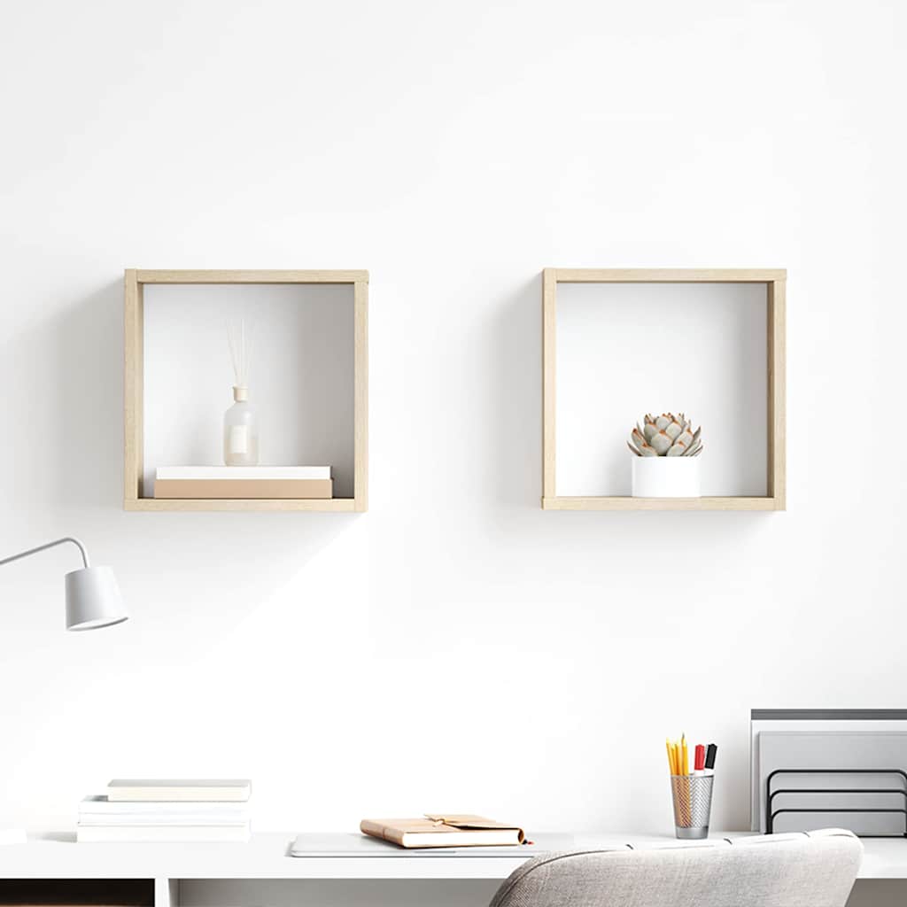Vidaxl wandschappen kubus 2 st 30x15x30 cm sonoma eikenkleurig