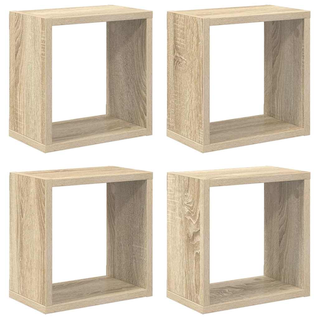 Vidaxl wandschappen kubus 4 st 26x15x26 cm sonoma eikenkleurig