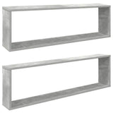 Vidaxl wandschappen kubus 2 st 100x15x30 cm bewerkt hout betongrijs