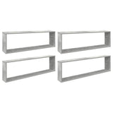 Vidaxl wandschappen kubus 4 st 100x15x30 cm bewerkt hout betongrijs