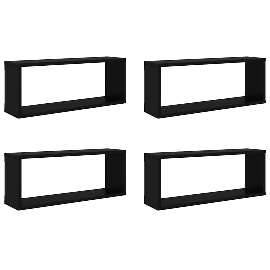 Vidaxl wandschappen kubus 4 st 60x15x23 cm bewerkt hout zwart