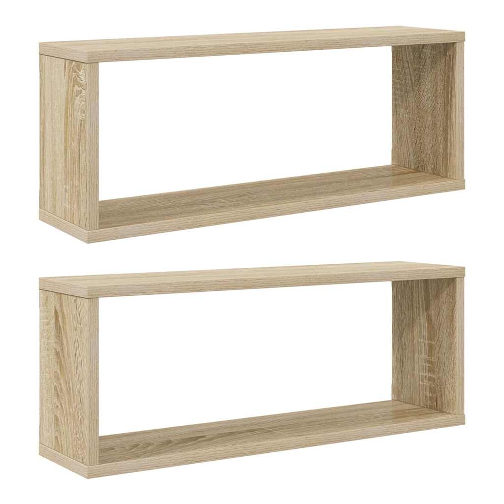 Vidaxl wandschappen kubus 2 st 60x15x23 cm bewerkt hout sonoma eiken