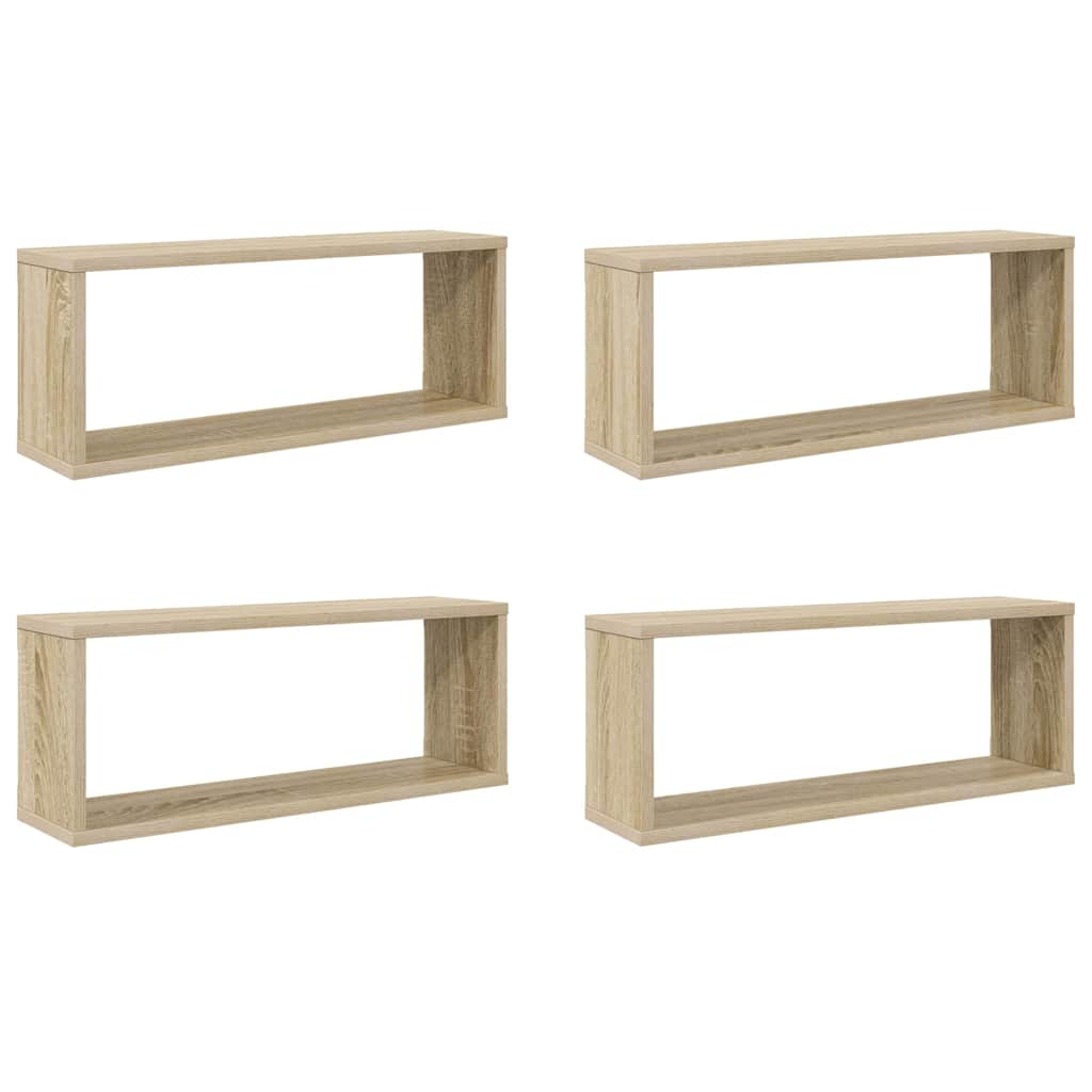 Vidaxl wandschappen kubus 4 st 60x15x23 cm bewerkt hout sonoma eiken