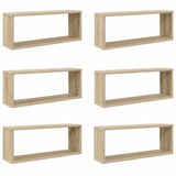 Vidaxl wandschappen kubus 6 st 60x15x23 cm bewerkt hout sonoma eiken