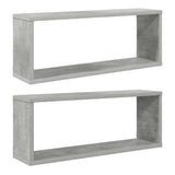 Vidaxl wandschappen kubus 2 st 60x15x23 cm bewerkt hout betongrijs