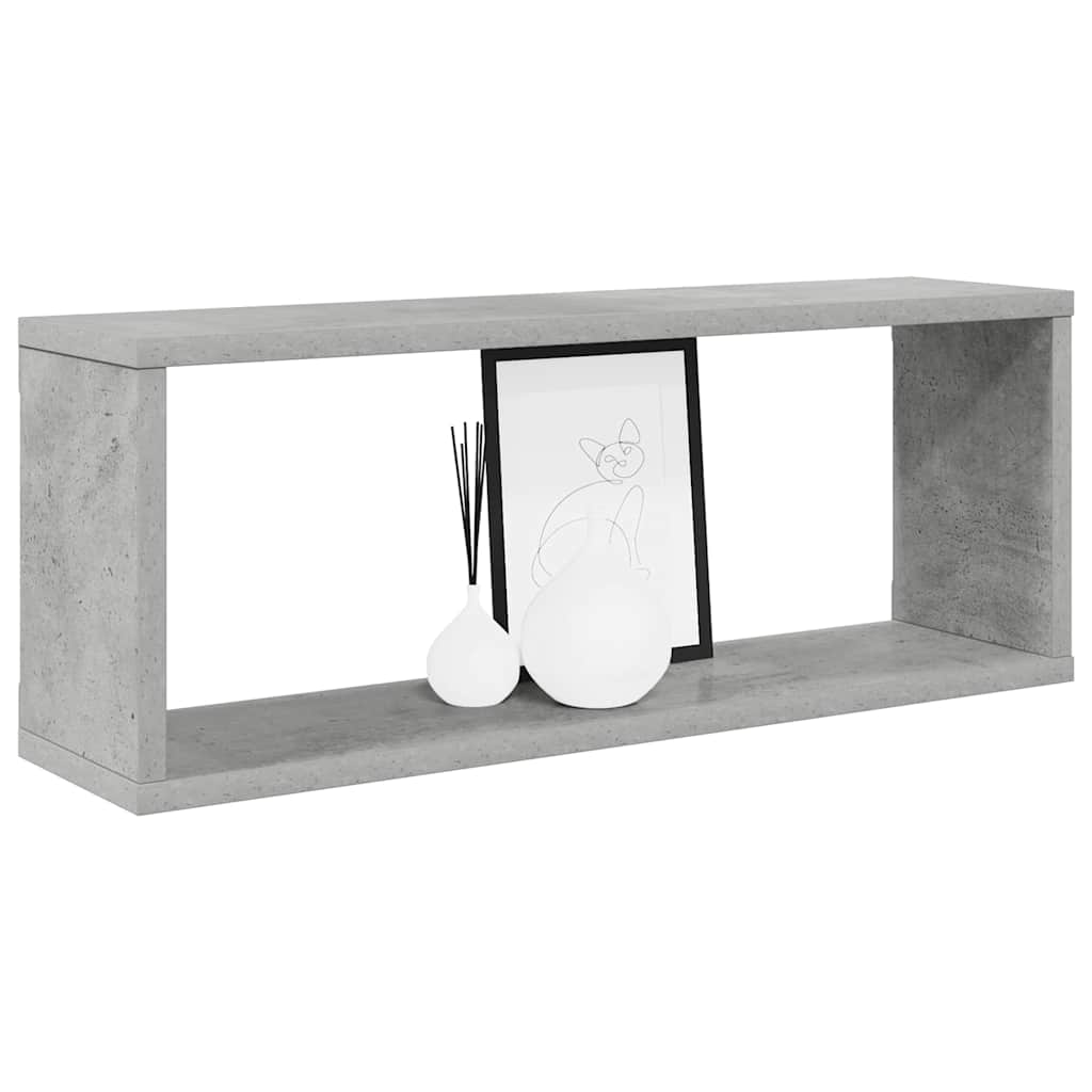 Vidaxl wandschappen kubus 2 st 60x15x23 cm bewerkt hout betongrijs