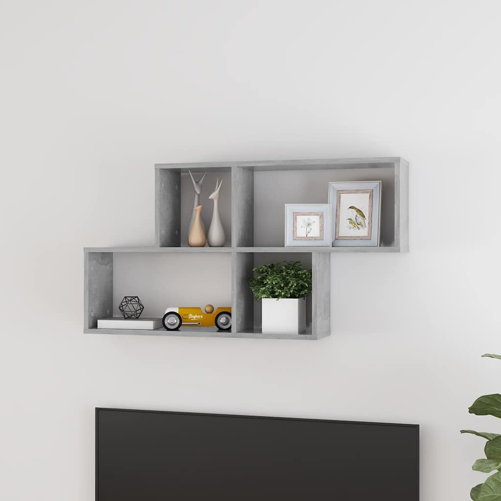 Vidaxl wandschap 100x18x53 cm bewerkt hout betongrijs