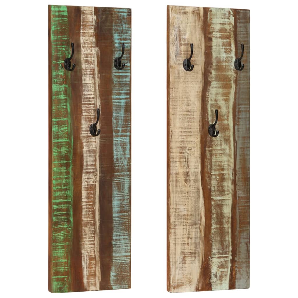 Vidaxx porte-manteaux muraux 2 pcs 36x3x110 cm bois massif recyclé