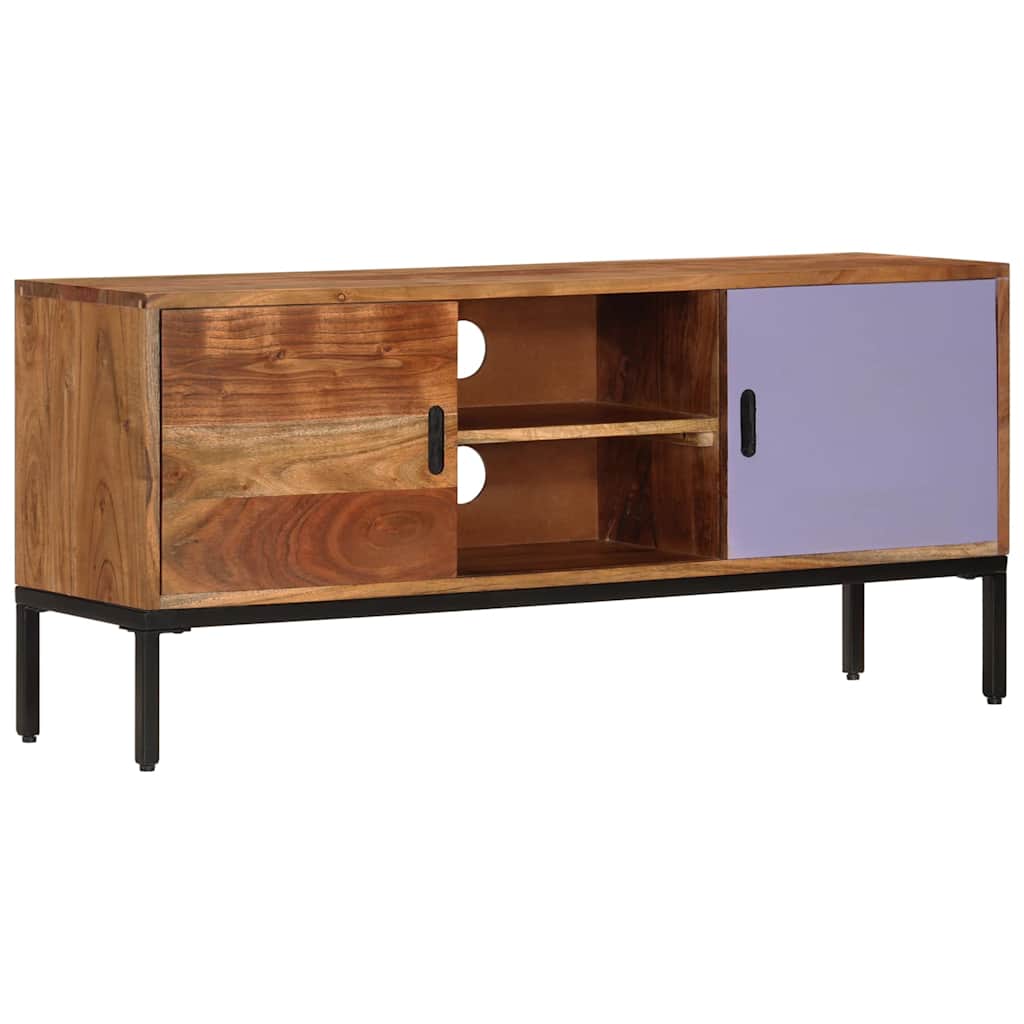 Vidaxl tv-meubel 110x30x50 cm massief acaciahout honingbruin en grijs