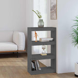 Vidaxl boekenkast kamerscherm 60x30x103,5 cm massief grenenhout grijs