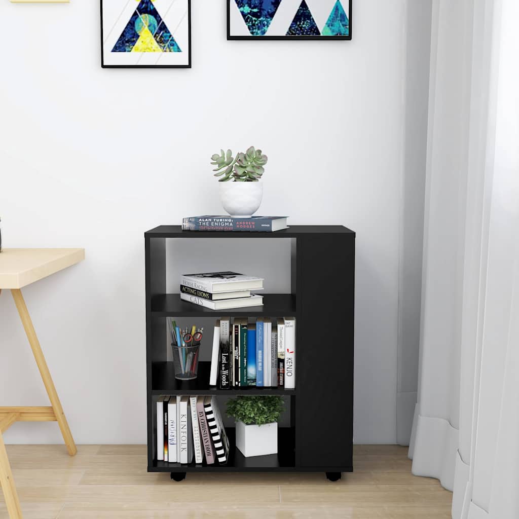 Vidaxl rolkast 60x35x75 cm bewerkt hout zwart