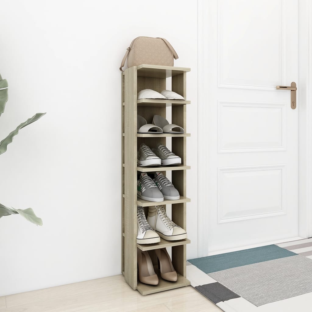 Vidaxxl meuble à chaussures 27,5x27x102 cm en dérivé du bois couleur chêne sonoma