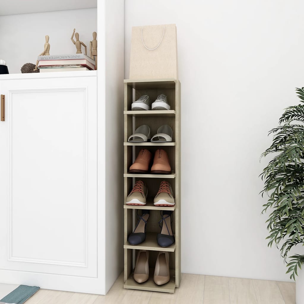 Vidaxxl meuble à chaussures 27,5x27x102 cm en dérivé du bois couleur chêne sonoma