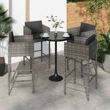 Vidaxl barkrukken 4 st met kussens poly rattan grijs