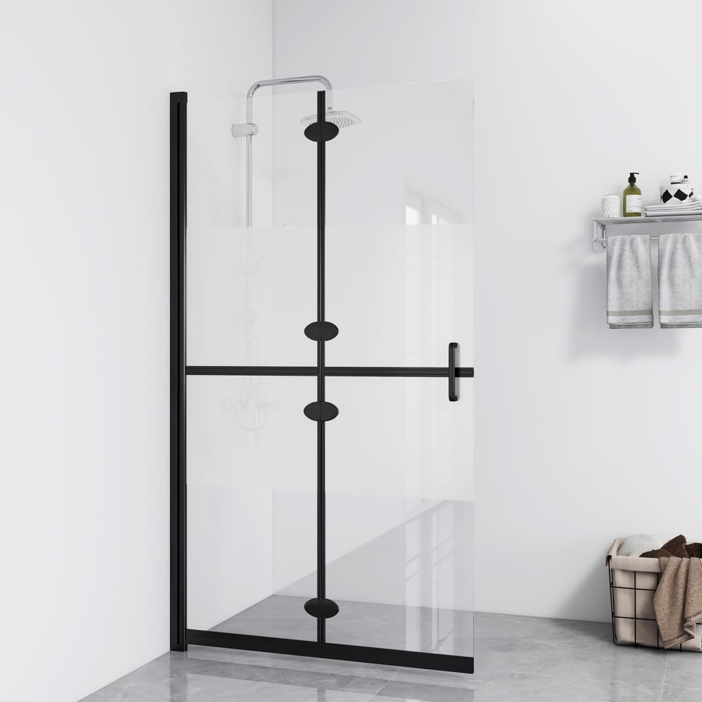 Vidaxl walk-in bruser væg sammenfoldelig 70x190 cm esg-glas halvmat