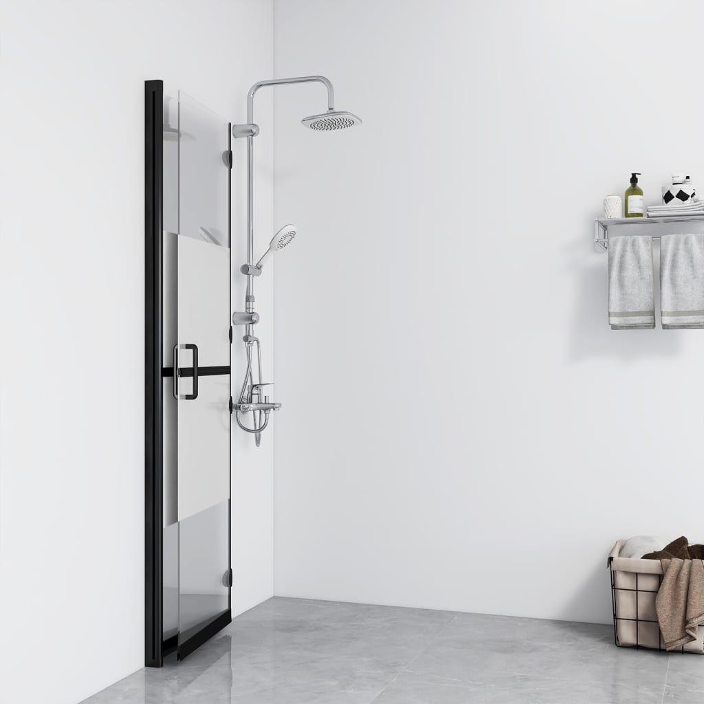 Vidaxl walk-in bruser væg sammenfoldelig 120x190 cm esg-glas halvmat