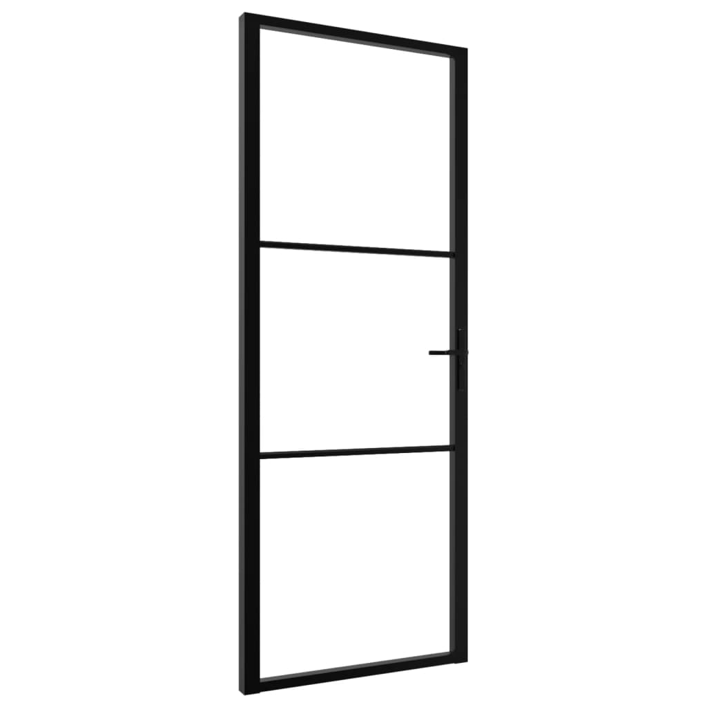 Vidaxl Porta interna 76x201,5 cm ESG vetro e nero in alluminio