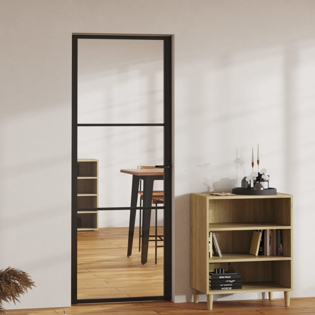 Vidaxl Porta interna 76x201,5 cm ESG vetro e nero in alluminio