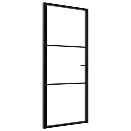 Vidaxl Porte intérieure 93x201.5 cm Verre ESG et noir en aluminium