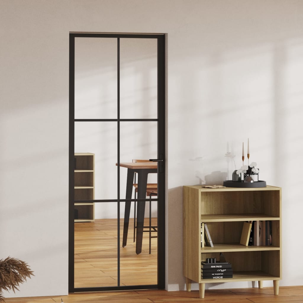 Vidaxl Porte intérieure 76x201.5 cm Verre ESG et noir en aluminium