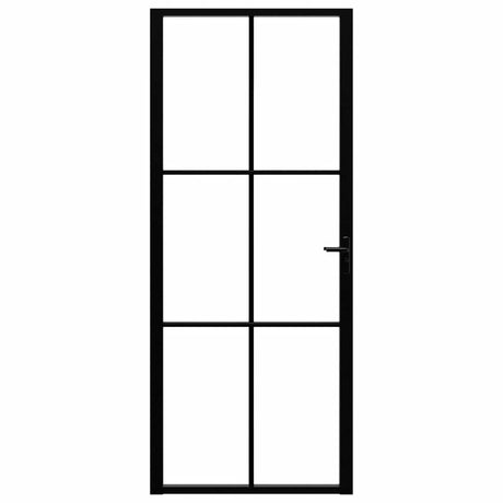 Vidaxl Porte intérieure 83x201,5 cm Verre ESG et noir en aluminium