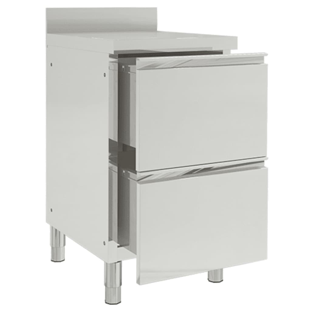 Vidaxl Kitchen Armotboard avec 2 tiroirs en acier inoxydable commercialement