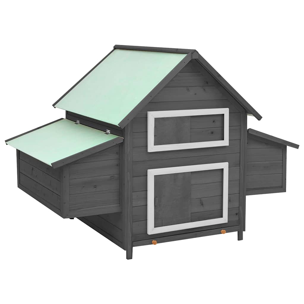 Vidaxl Chicken Coop 150x96x110 cm Festes Poring Grau und Weiß