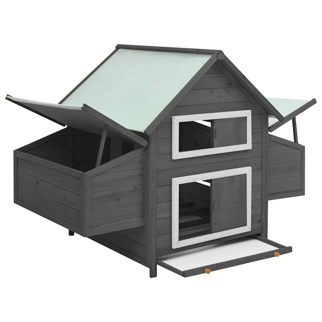 Vidaxl Chicken Coop 150x96x110 cm Festes Poring Grau und Weiß