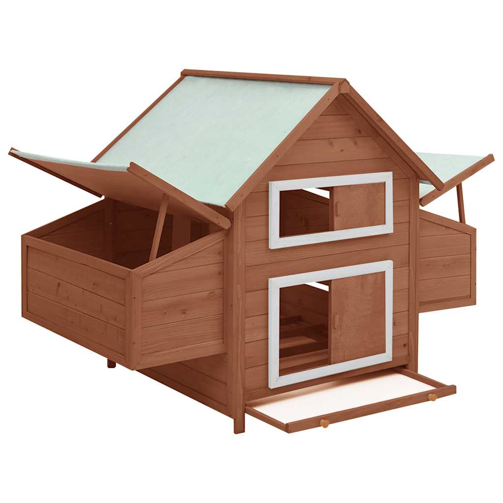 Vidaxl Chicken Coop 150x96x110 cm Pine solide-bois Mocha -colore et blanc