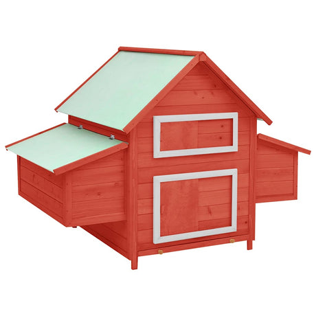 Vidaxl Chicken Coop 150x96x110 cm Pine solide rouge et blanc